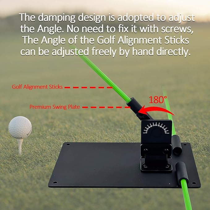 Golf Alignment Sticks and Angle Holder Set Plate Thickened metal adopts damping design Angle adjusted freely Teaching Equipment for Aiming Putting Swing Posture Correction Golf Swing Training