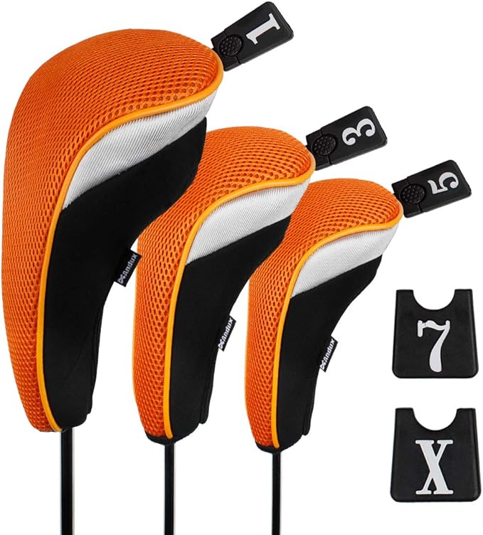 Andux 6pcs/Set Golf Club Head Covers Woods Driver Fairway Hybrid Set (3 Hybrids + 3 Woods)