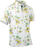 Mens Golf Shirts Quick Dry Moisture Wicking Casual Short Sleeve Performance Athletic Print Collared Stylish Men Polo Shirt