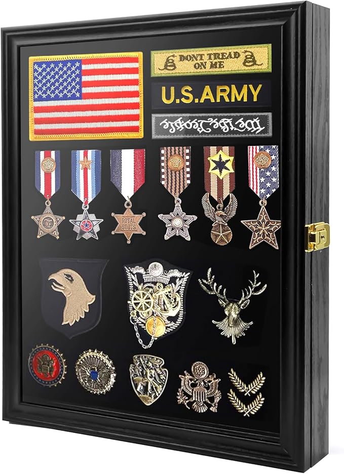 PiaoHao19x14 Pin Display Case Pin Collection Display Case with 98% UV Protection Acrylic Door for Military Medals, Jewelry Pins, Pin Gift, Insignia Ribbons, Beach Tags, Pin Collectibles