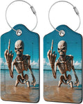 TSA Approved Luggage Tags Skeleton Beach Skull for Suitcases 2 Pack Funny Leather Carnival Cruise Airport Cute Travel Name Tags Golf Bag tag Ships Essentials Privacy Cover ID Label for Women Men