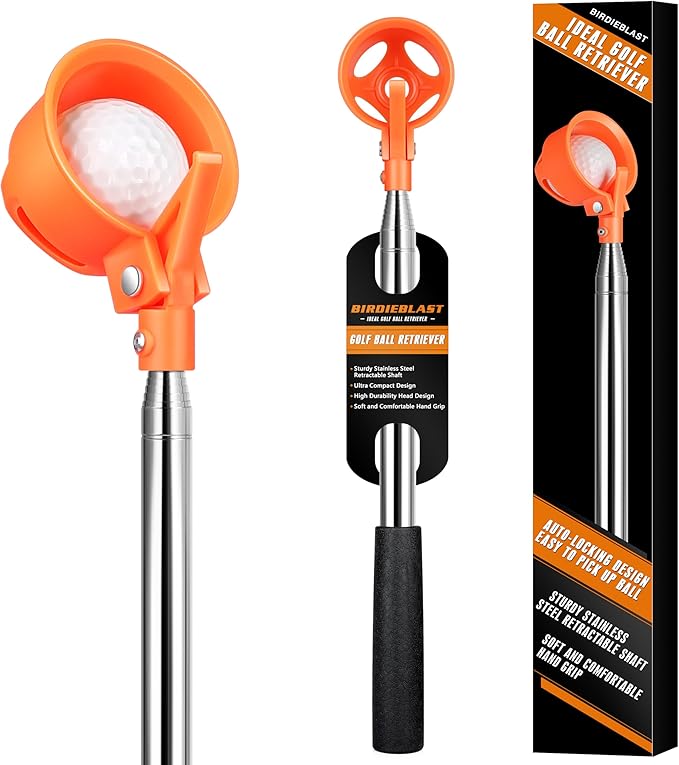 Golf Ball Retriever, 9Ft/12Ft/17Ft/20Ft Professional Stainless Steel Golf Ball Retriever, Telescopic Golf Ball Retriever for Water