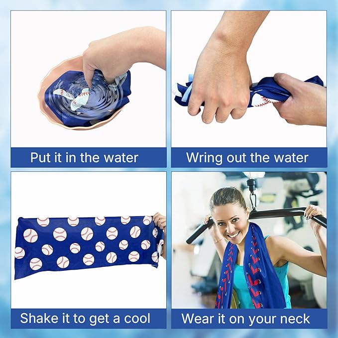 OPSO Softball Cooling Towel Set, 40 x 12 inches, 12 Pack, Microfiber Sports Towels for Baseball, Soccer, Golf LCE Towel Microfiber Sports Towels for Player (Softball)
