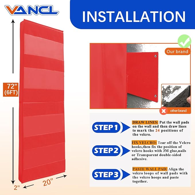 Gym Padding Wall Pads for Gym Wall Mats Basketball Wall Padding 2" Thick Foam Gym Wall Pad for Kids Wall Pad Protection, Waterproof Durable Wall Pads for Safety Colorful Wall Pad