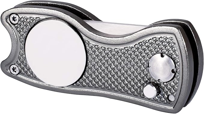 Mile High Life Microfiber Waffle Pattern Golf Towel | Club Groove Cleaner Brush | Foldable Divot Tool with Magnetic Ball Marker (Dark Gray Towel/Brush/Fish Divot)