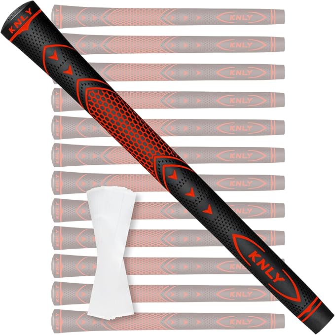 KNLY Golf Grips Set of 13 - High Traction and High Feedback Rubber Golf Club Grips with Anti-Slip and All Weather Performance，13 Grips with 15 Tapes and 13 Grips with All Repair Kits for Choice.