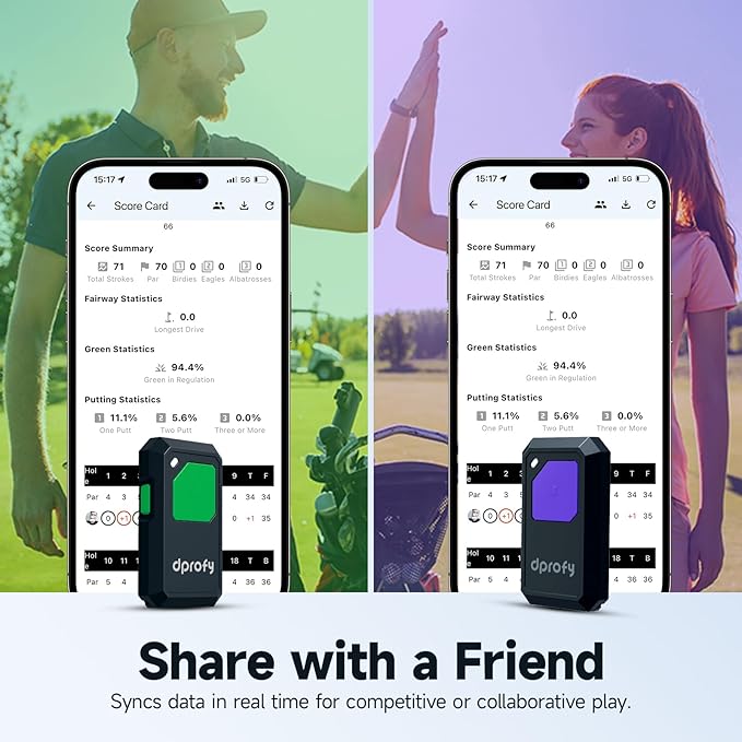 Dprofy Golf GPS Range Finder Work with Dprofy APP, 2Pcs Golf GPS Devices with Voice Output Course and Hole Distance Information, Support Two People Use
