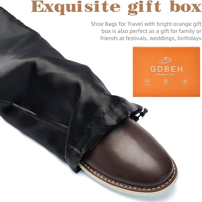 Shoe Dust Bags - 8 Pack Shoe Bags for Travel Satin Fabric with Drawstring Closure,Washable Breathable Cotton Fabric Cloth,for Travel Protecting andStoring Shoes (Black)