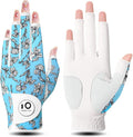 FINGER TEN Stylish Golf Gloves Women with Ball Marker 1 Pack for Left or Right Hand, Breathable Glove with Fashion Patterns for Ladies Right Left Handed Golfer