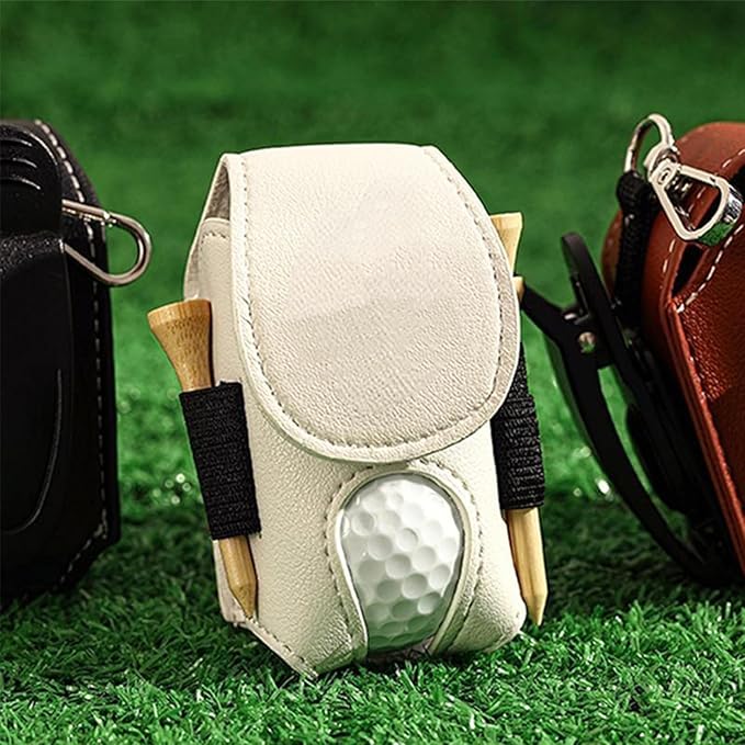 Drawelry Personalized Golf Balls Bag, Mini Golf Ball Pouch Storage Bag Portable Leather Golf Tee Holder Fathers Day Birthday Gift for Golfers Men Women
