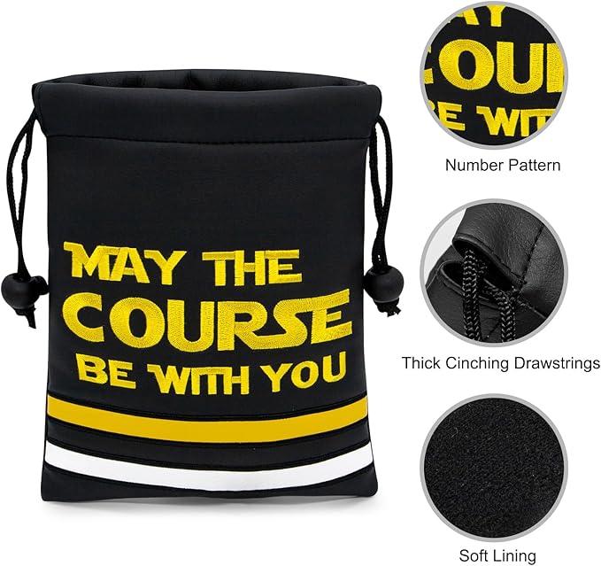 Golf Valuables Pouch, Leather Golf Tee Pouch with Drawstring Closure Golf Ball Tee Handbag Portable Golf Accessories