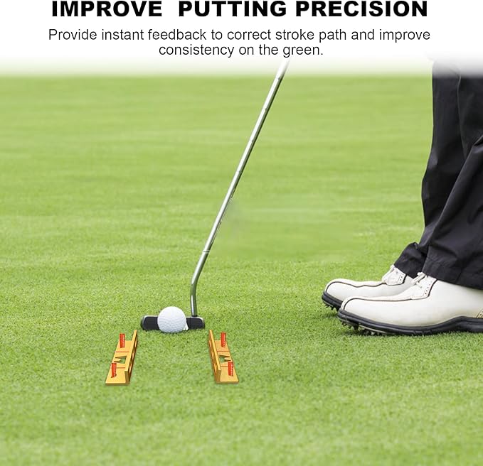 MAZEL Golf Alignment Putting Training Aids - Golf Putting Path Tool for Consistency & Accuracy - Include Putting Gates,Ring & Golf Tees