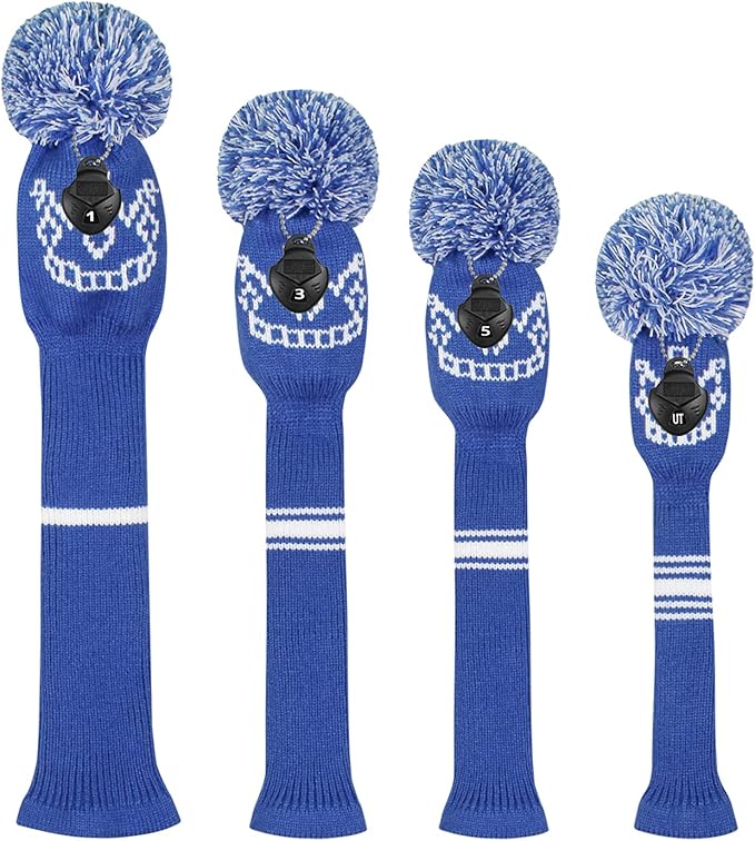 Scott Edward Knit Wood Golf Club Head Covers 4 Pieces Knitted Item Fit Over Well Driver Wood(460cc) Fairway Wood and Hybrid(UT)