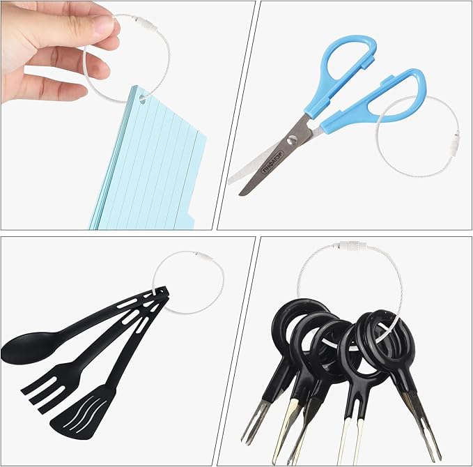 20pcs Stainless Steel Wire Keychains Aircraft Cable Cable Key Ring for Hanging ID Tags or Luggage Tags,6.3 inch 2mm(20 PCS White)
