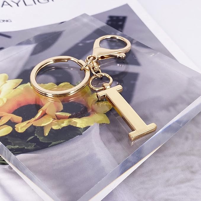 LAXPICOL Gold Letter A-Z Keychain for Women Bag Charms Purse Charms For Handbags Metal Alphabet Initial Letter Keychain