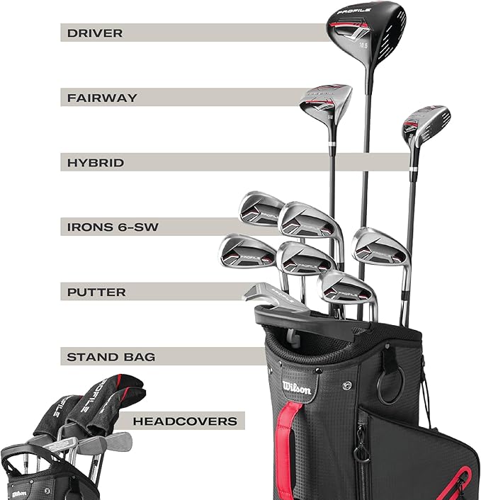 Wilson Senior Profile Complete Golf Set with Cart Bag - Right Hand, Senior, Red/Black/Silver