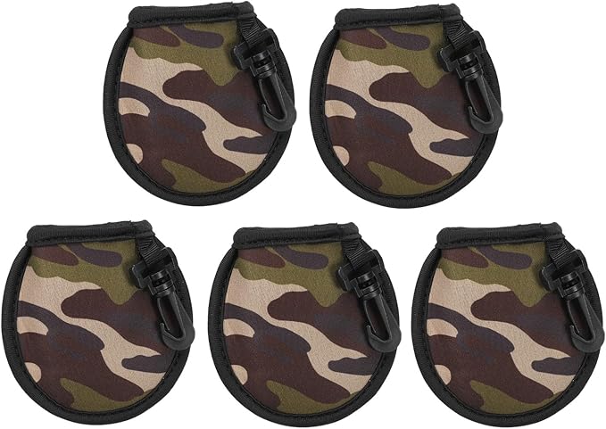 PATIKIL Golf Ball Washer Pouch, 5 Pack Portable Golf Balls Cleaner Pocket Bag with Hanging Clip for Women Men Golf Exercise, Army Green