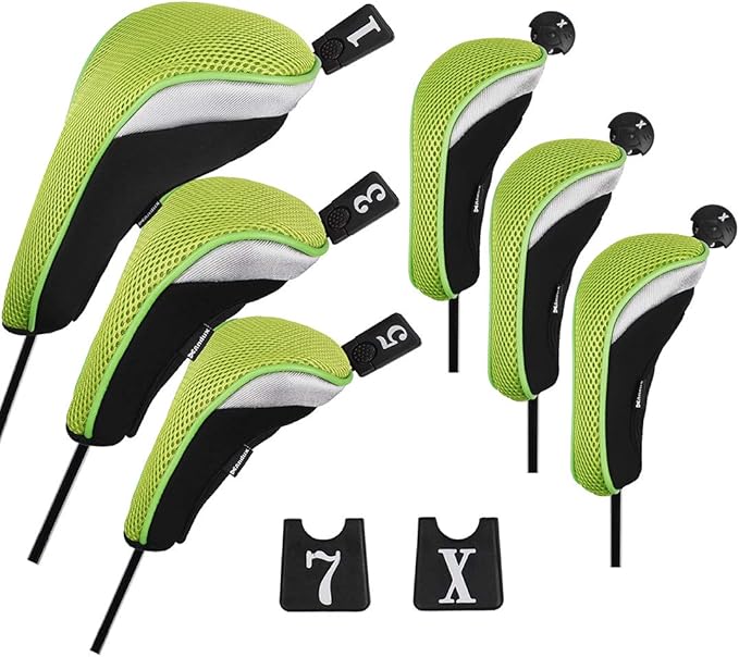 Andux 6pcs/Set Golf Club Head Covers Woods Driver Fairway Hybrid Set (3 Hybrids + 3 Woods)