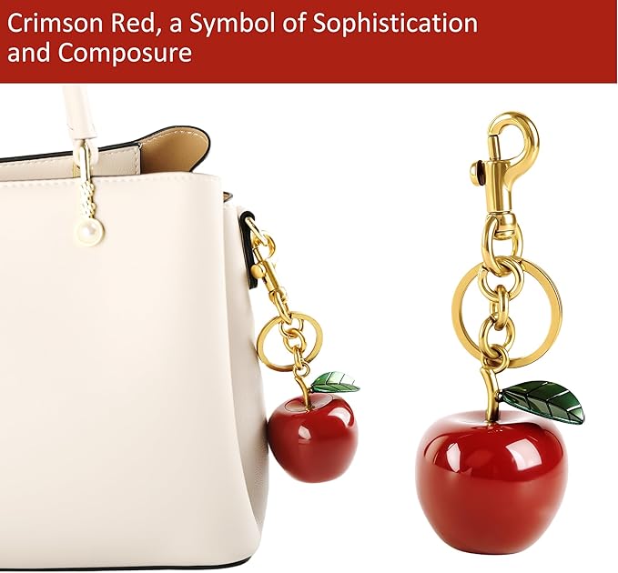 Cherry Bag Charm for Handbag, Big-Apple Strawberry Fruit Bag Charm Cherry Car Accessories KeyChain