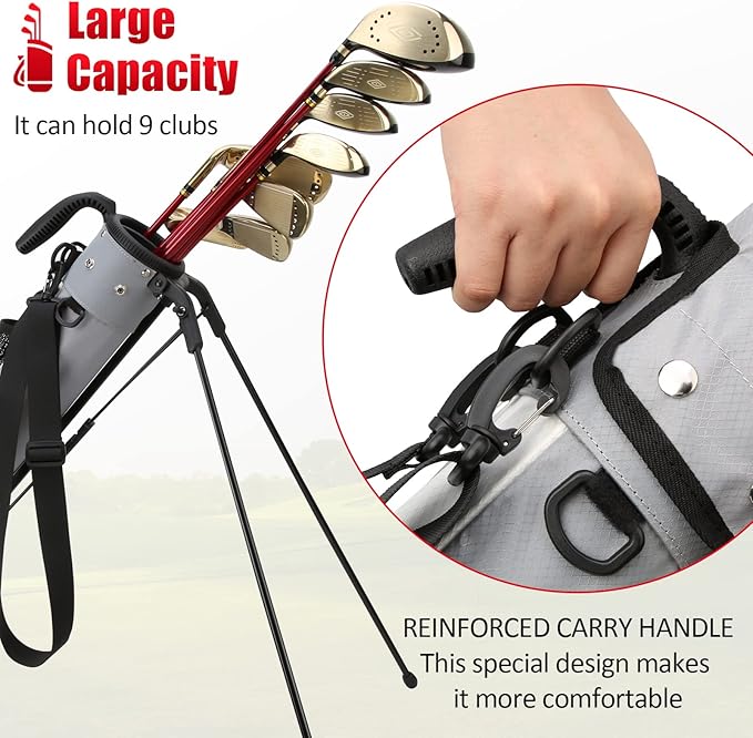 PGM Sunday Bags - Lightweight Golf Bag with Strap, Stand, Easy to Carry - Durable Pitch Putt Bag for Short Courses