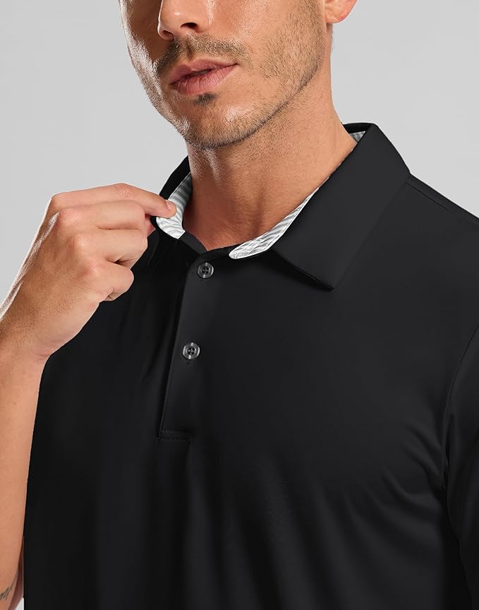 Golf Shirts Heather Polo Short Sleeve Dry Fit Lightweight Moisture Wicking Collared Shirts Casual Athletic Business