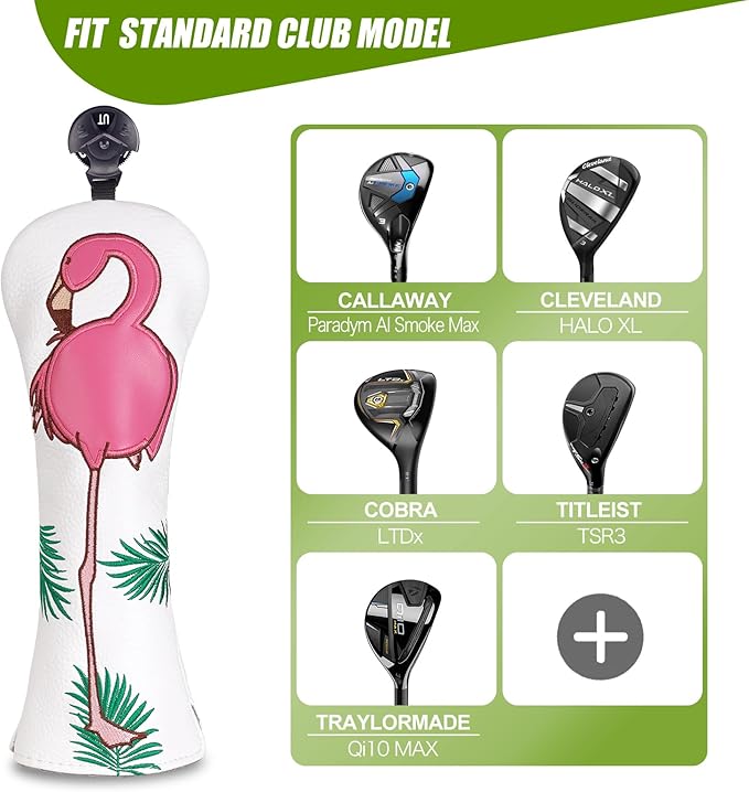 Craftsman Golf Flamingo White Golf Driver Fairway Wood Hybrid Putter Headcover Head Cover