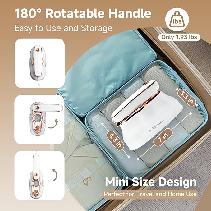 Steamer For Clothes, Steamer ＆ Iron 2 In 1,Portable Handheld travel Steam,1200W 15s Heat Up for Travel Size,Wrinkle Remover,200ml Tank,3 Modes for dress shirts for home travel,White,120V