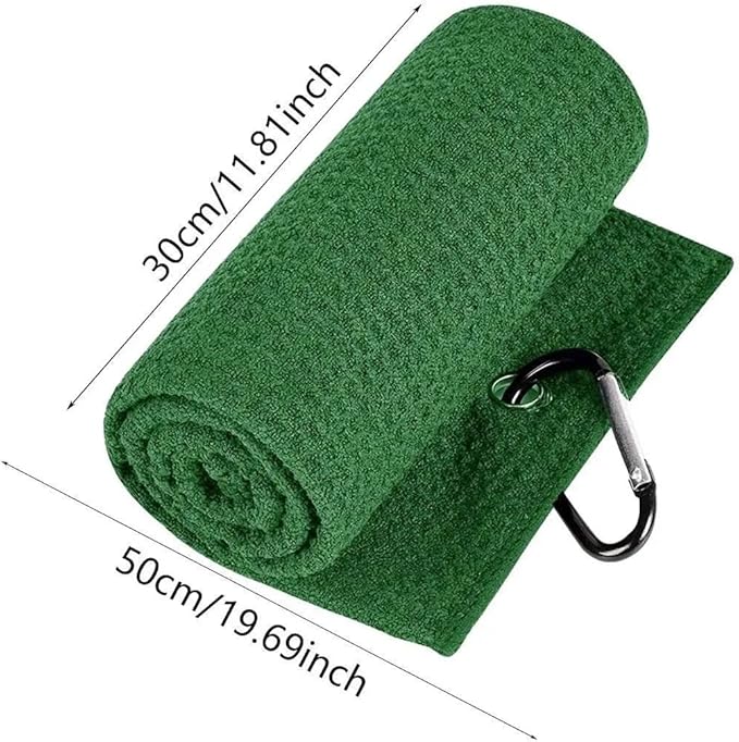 Golf Towel with Clip, Soft Microfiber Cleaning Cloth for Golf Clubs and Balls, Compact and Absorbent(Green)