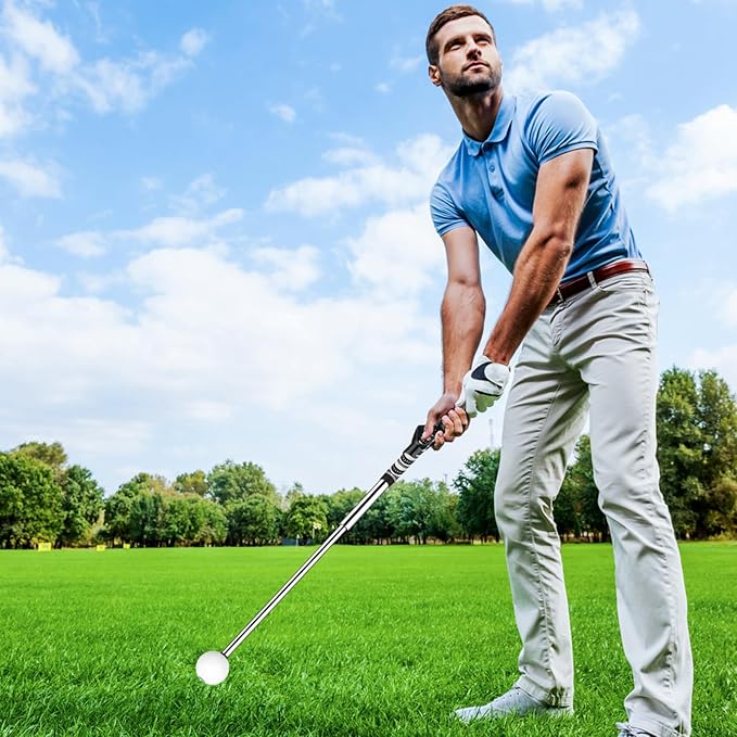 Golf Grip Swing Training Aid - Retractable Click Club Trainer Indoor Practice Warm Up Stick Flexible Telescopic Short Club Tempo Sound Release Trainer Devices