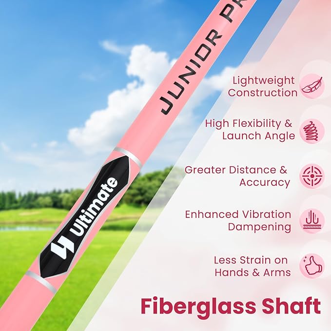 Tangkula Junior #7 Iron for Kids, Individual Gold Club for Boys and Girls with Fiberglass Shaft and Head Cover, Junior Practice Golf Club, Right Hand, 33 Inch, Ages 11-14