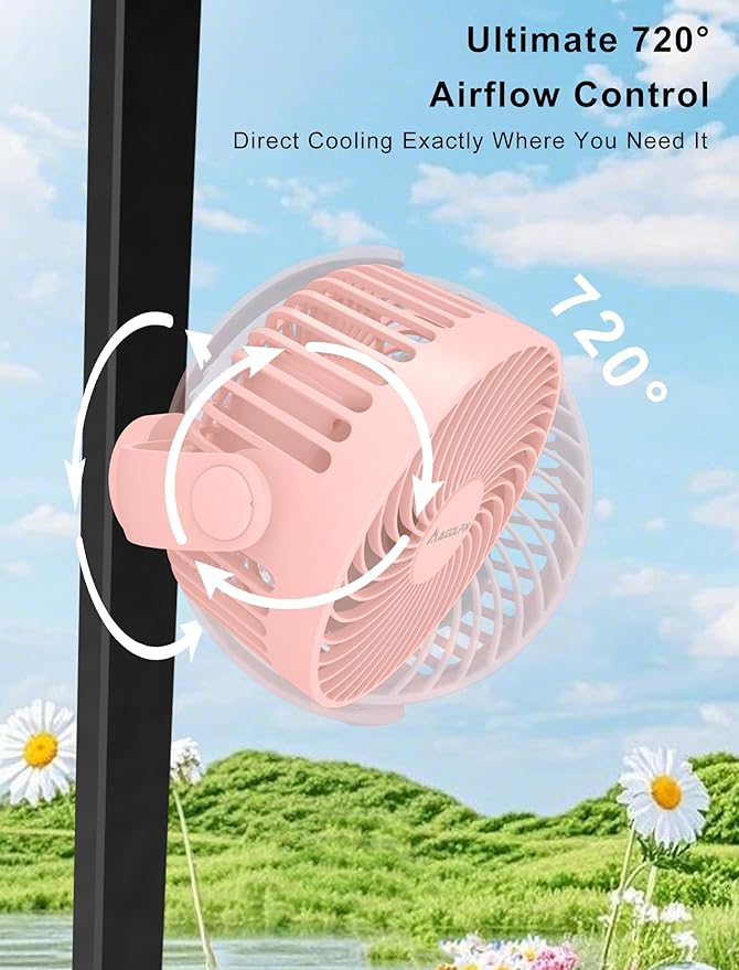 2-Pack Magnetic Golf Cart Fan Rechargeable, 12000mAH Battery Operated Portable Fan with 3 Speeds, LED Lantern, Magnetic Base, Suitable for EZGO Club Car Yamaha, Golf Cart & Cruise Ship Accessories