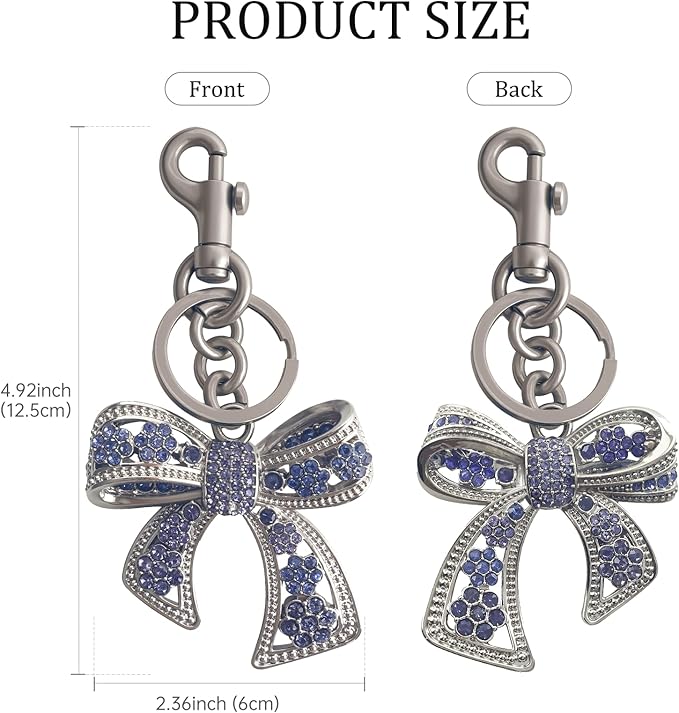 Sparkly Bow Bag Charm Rhinestone Bow Purse Charms Bows Keychain Women Bag Charm for Handbag