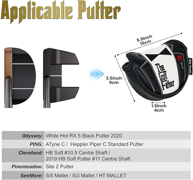 The Golf Father Golf Club Covers, Driver Fairway Hybrid Headcover, Funny Putter Cover Magnetic, Black & White Color Iron Covers,Golf Gifts for Men
