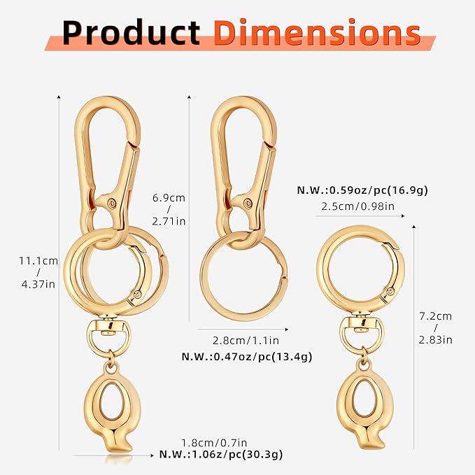 Gold Bubble Heart, Cherry, Bow & More Designs Letter Initial Keychain Bag Charms – Cute Purse Charms for Handbags