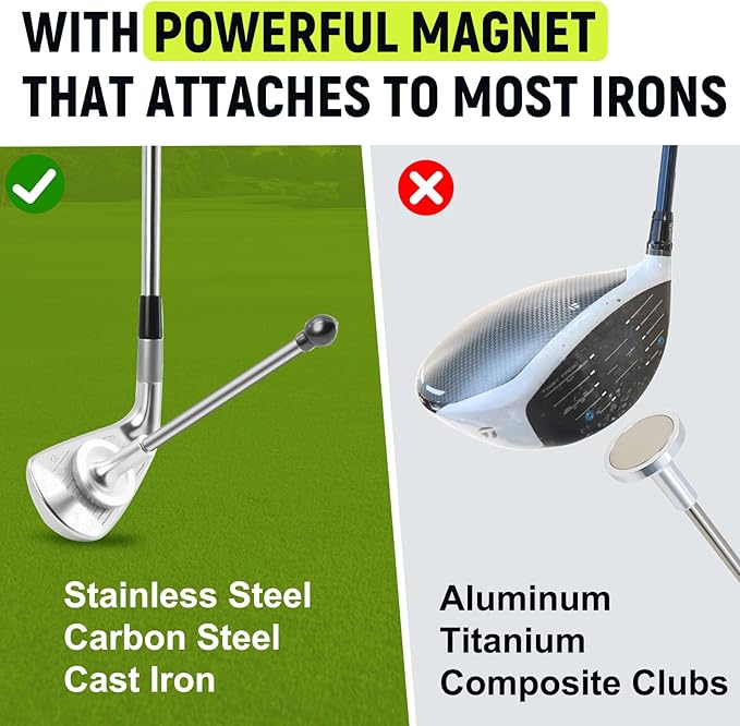 THE GOLFER STORE Golf Alignment Rods, Golf Club Alignment Stick Corrector Magnetic Golf Swing Trainer Aid Help Visualize and Align Your Golf Shot Length Adjustments