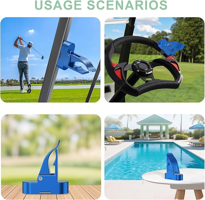 Magnetic Golf Cart Holder, Holder for Golf Cart, Fits 30-70 Ring, Available in Black, Gold, Blue, Silver - Durable Clip Golf Cart Holder