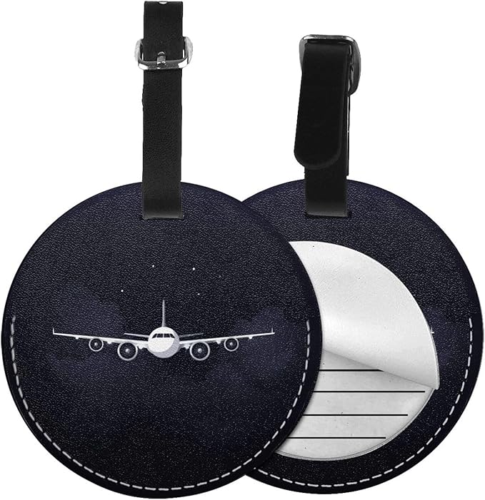 Airplane Pilot Plane Luggage Tags for Suitcases, Pu Leather Baggage Tags Identifiers for Travel, Name Id Label for Baggage Bag Women Men