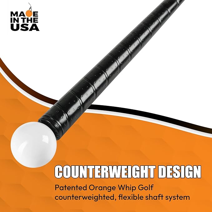 Orange Whip Lightspeed Golf Swing Trainer Aid Patented & Made in USA- Speed Stick Improves Speed, Distance and Accuracy (45")