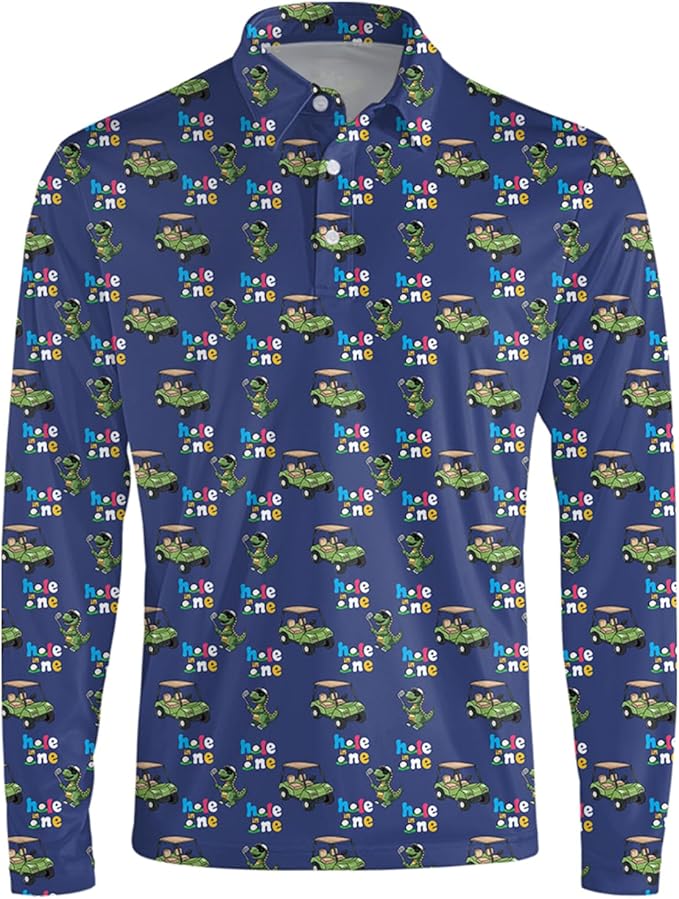 Men's Long Sleeve Golf Shirt Quick Dry 3 Button Work Fishing Outdoor Casual Collar Shirt