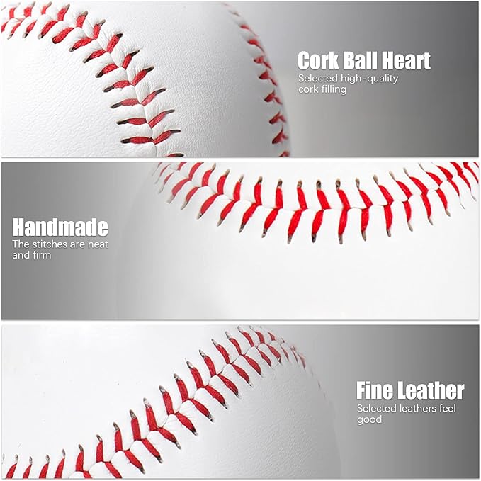 GKK Baseball 12 Pack Balls Training Baseballs 9 inch TeeBall Safety Baseballs for Youth/Adult Baseball Soft Toss, Batting, Fielding, Hitting, Pitching, Practice(One Dozen)
