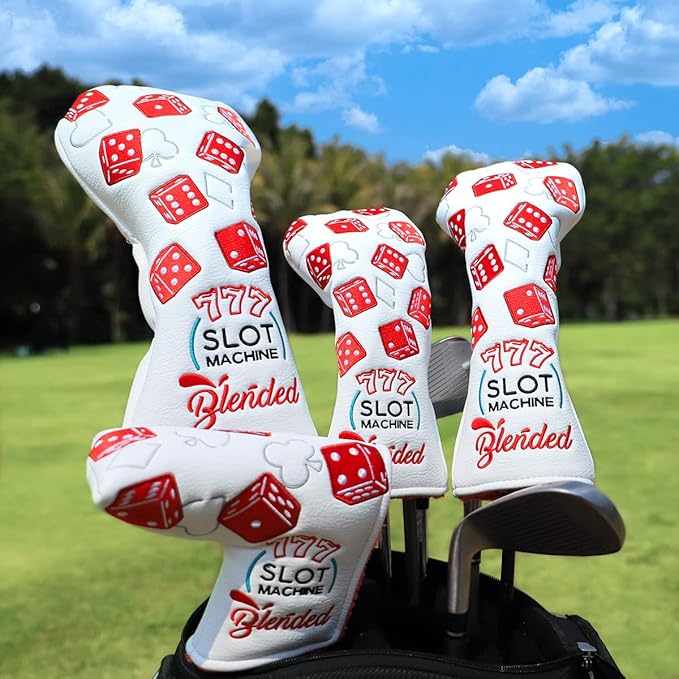 Golf Club Covers Lucky 777 Blade Putter Headcover Golf Driver Covers Fairway Wood Headcover Hybrid Head Cover Blade Putter Cover Leather 3 Wood Headcovers Golf Headcovers for All Brand
