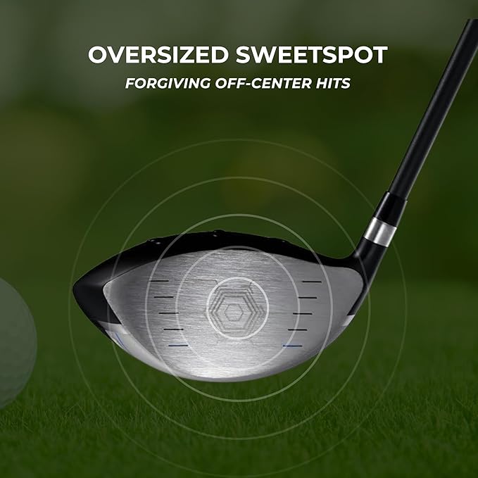 Titanium Driver Golf Club, Loft Lightweight Graphite Shaft, Oversized Sweet Spot, Aerodynamic, USGA Conforming Mens Driver + Deluxe Headcover