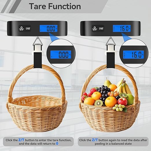 Luggage Scale, Travel Essentials, Digital Backlight LCD Display Handheld Suitcase Scales for Travel Accessories with Rubber Paint, Temperature Sensor 110 Pounds, Battery Included, Black