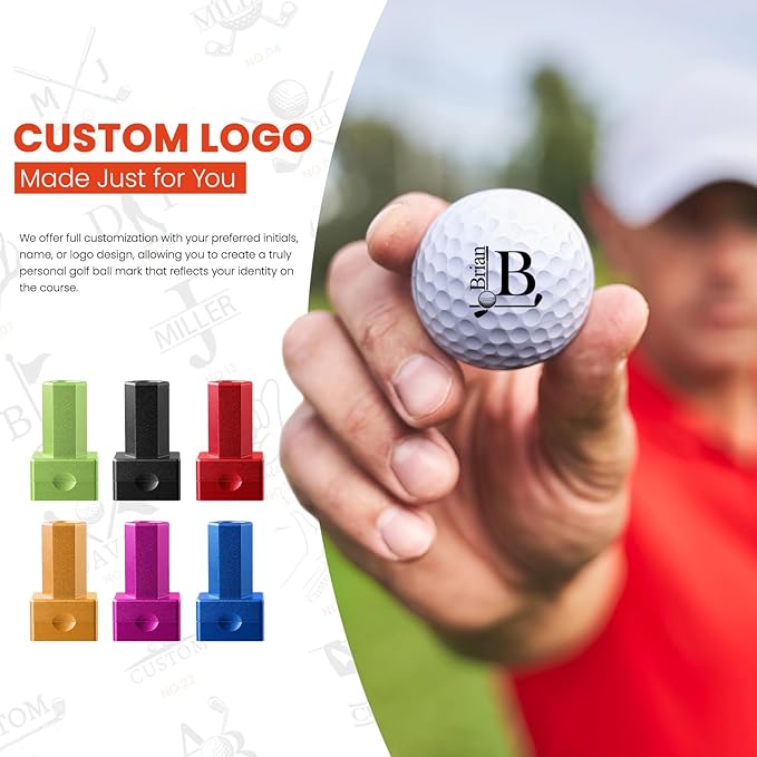 Custom Golf Ball Stamp - Self-Inking Personalized Stamp with Quick-Dry Waterproof Ink, Reusable Monogram Marker | Ideal Golf Gift for Men, Dad, Husband | Christmas White Elephant Stocking Stuffer