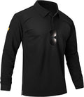 Men's Long Sleeve Polo Shirts 3 Button Down with Pocket Classic Golf Breathable Solid Color Designed Collared Casual Tee