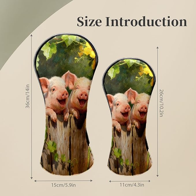 Golf Head Covers Leather Driver Headcover, Premium Golf Club Covers with Anti-Scratch Lining 1/3/5 Wood Head Covers for Golf Clubs for Women Men