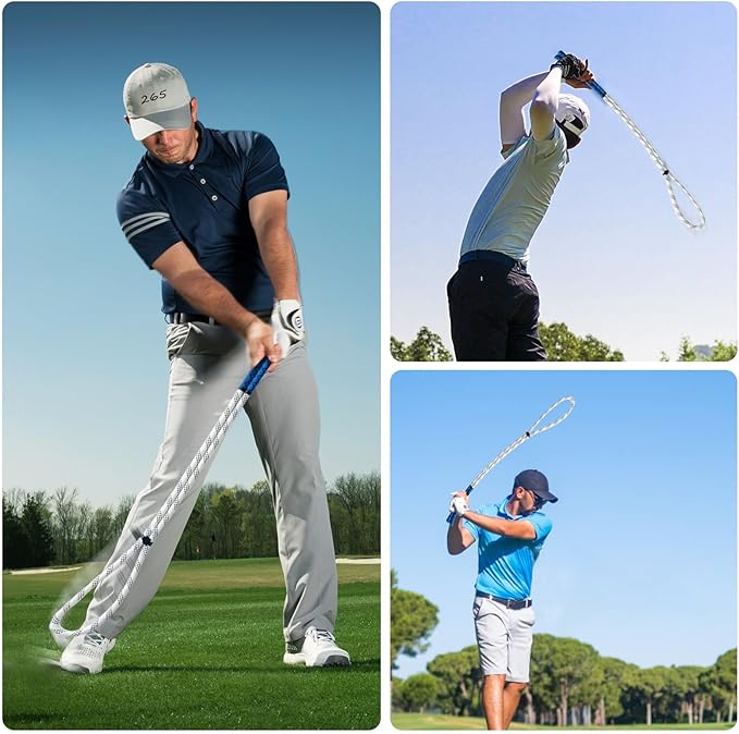 THE GOLFER STORE Golf Rope Swing Trainer Golf Swing Training Aid - Portable Golf Rope for Improving Swing Speed, Tempo and Power for All Levels of Warm-Up Practice Equipment
