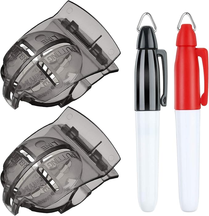WILLBOND 2 Pieces Golf Ball Line Marker Tool Marking Alignment Putting Tool and 2 Pieces Golf Ball Marker Pen, 4 Pcs Totally(Black)