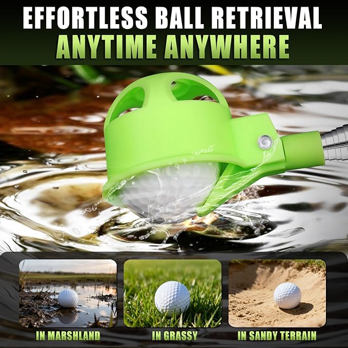 Golf Ball Retriever for Water，9Ft/12Ft/14.5Ft/16.3Ft Telescopic Stainless Steel with Locking Clip Golf Ball Retriever