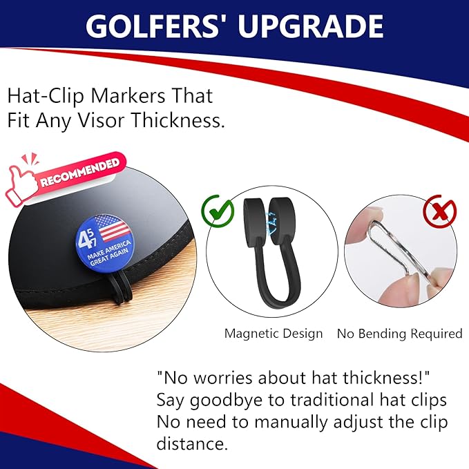Funny Patriotic Golf Ball Marker with Magnetic Hat Clip - Golf Accessories Golf Gadgets for Golfers Golf Lovers
